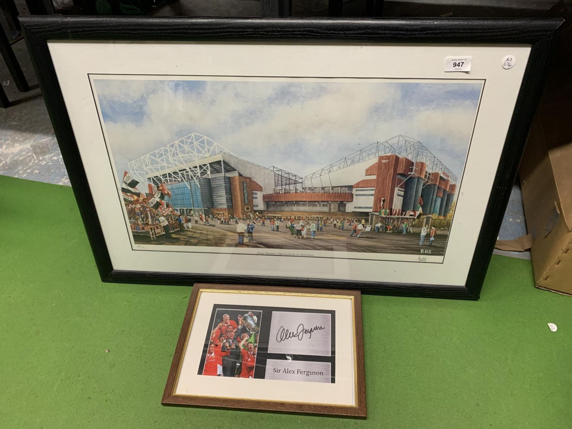 A LIMITED EDITION SIGNED PRINT 'PURE THEATRE' BY B.HILL OF OLD TRAFFORD ON MATCHDAY 169/750 WITH C.