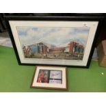 A LIMITED EDITION SIGNED PRINT 'PURE THEATRE' BY B.HILL OF OLD TRAFFORD ON MATCHDAY 169/750 WITH C.