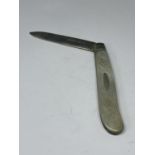 A FRUIT KNIFE WITH A HALLMARKED SHEFFIELD BLADE AND A MOTHER OF PEARL HANDLE