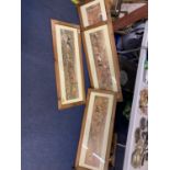 FOUR PINE FRAMED HUNTING PRINTS