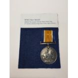 A WWI WAR MEDAL AS PRESENTED TO PRIVATE JOSEPH FLETCHER FROM WEST YORKS' REG KINGS OWN YORKS'