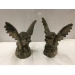 A PAIR OF CONCRETE GARGOYLES WINGS A/F