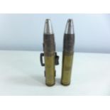 TWO INERT ADEN CANON ROUNDS AS USED ON HARRIER JUMP JETS HEIGHT 20CM