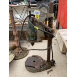 A WOLF DRILL STAND AND A WOLF ELECTRIC DRILL