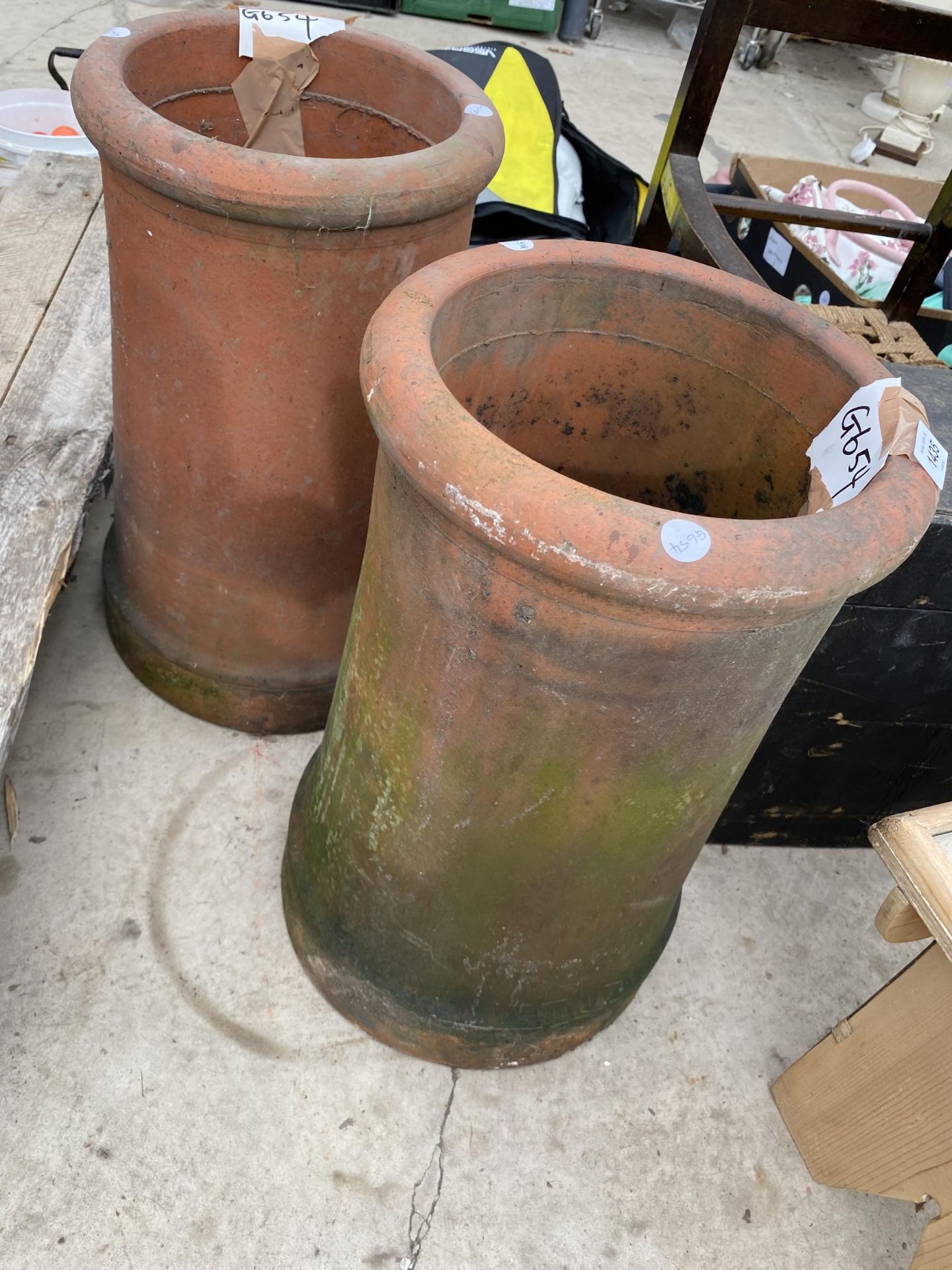 TWO VINTAGE TERRACOTTA CHIMNEY POTS - Image 2 of 2