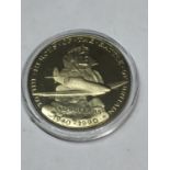 A PROOF FIVE DOLLAR COIN COMMEMORATING HEROES OF THE BATTLE OF BRITAIN IN A CAPSULE