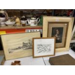 FIVE FRAMED PRINTS TO INCLUDE, SEA AND HARBOUR SCENES, COUNTRYSIDE SCENES, ETC