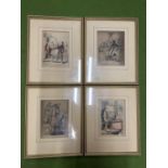 FOUR FRAMED COLOURED PRINTS OF VICTORIAN SOCIETY LIVING