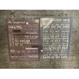 TWO WALL HANGINGS WITH MOTTOS AND SAYINGS