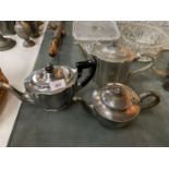 THREE PLATED TEAPOTS