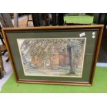 A FRAMED WATERCOLOUR OF BARLASTON HALL SIGNED A C WHITE 1973, SIZE 77CM X 55CM