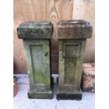 A PAIR OF MARBLESQUE PLANT STANDS/ PEDESTAL BASES (H:60CM)