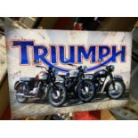 A TRIUMPH MOTOR BIKES RECTANGULAR SIGN