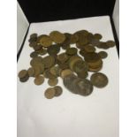 A LARGE QUANTITY OF COPPER PENNIES AND HALF PENNIES