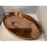 A LARGE COPPER TRAY 60CM X 40CM