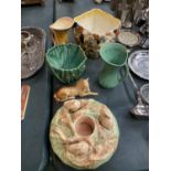 SIX PIECES OF VINTAGE SYLVAC TO INCLUDE, A DECORATIVE PLANTER, A FOAL, A RABBIT CANDLE HOLDER, JUGS,