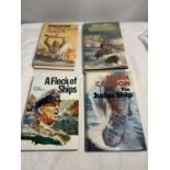 FOUR HARDBACK FIRST EDITION NOVELS BY BRIAN CALLISON TO INCLUDE AWEB OF SALVAGE, THE JUDAS SHIP, A