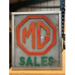 AN MG SALES ILLUMINATED LIGHT BOX SIGN 34CM X 39CM