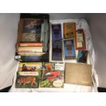 A COLLECTION OF VINTAGE PICTURE CARD ALBUMS, A STAMP ALBUM, BARTHOLOMEW'S SURVEYS, ORDNANCE SURVEYS,