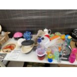 AN ASSORTMENT OF ITEMS TO INCLUDE KITCHEN ITEMS, FILES AND SIGNS ETC