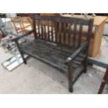 A VINTAGE WOODEN SLATTED GARDEN BENCH