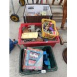 AN ASSORTMENT OF VINTAGE CHILDRENS TOYS TO INCLUDE PLAYMOBILE ETC