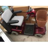 A SHOPRIDER MOBILITY SCOOTER WITH KEY AND CHARGER BELIEVED IN WORKING ORDER BUT NO WARRANTY