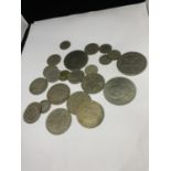 A QUANTITY OF ENGLISH COINS TO INCLUDE CROWNS AND HALF CROWNS