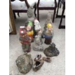 A LARGE QUANTITY OF GARDEN ORNAMENTS TO INCLUDE GNOMES, AND FROGS ETC