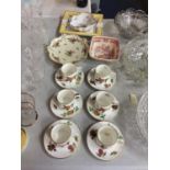 A SET OF 6 ROYAL WORCESTER 'ARDEN' CUPS AND SAUCERS. A VILLEROY AND BOCH ASHTRAY, ETC