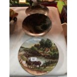 THREE CABINET/WALL PLATES OF ASSORTED COUNTRY SCENES,