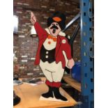 A WOODEN HANDPAINTED RINGMASTER SIZE 64CM X 30CM
