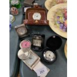 A COLLECTION OF TRAVEL CLOCKS MOST CASED