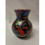 A HAND PAINTED ANITA HARRIS CRAB VASE SIGNED IN GOLD