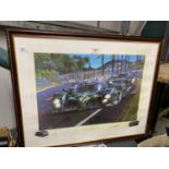 A FRAMED LIMITED EDITION PRINT 299/750 OF A BENTLEY INVINCIBLE - LE MANS 2003 BELIEVED TO BE