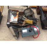 AN ASSORTMENT OF POWER TOOLS TO INCLUDE A SANDER, PLANE AND JIGSAW ETC