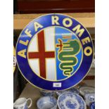 A ALFA ROMEO ROUND METAL SIGN