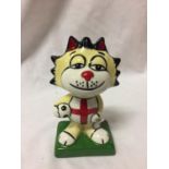 A LORNA BAILEY HAND PAINTED AND SIGNED FOOTBALL CAT