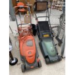 AN ELECTRIC HAYTER ENVOY 36 LAWN MOWER AND AN ELECTRIC FLYMO LAWN MOWER