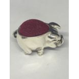 A MARKED SILVER PIG PIN CUSHION