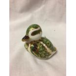 A ROYAL CROWN DERBY DUCKLING WITH GOLD COLOURED STOPPER