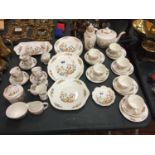 A LARGE QUANTITY OF AYNSLEY 'COTTAGE GARDEN' CHINA TO INCLUDE, PLATES, CUPS, SAUCERS, TEAPOT SUGAR