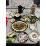 A QUANTITY OF CERAMICS TO INCLUDE, AN AYNSLEY TRIO, NORITAKE, DECORATIVE PLATES, JUGS, ETC