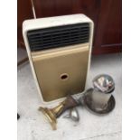 AN ASSORTMENT OF VINTAGE ITEMS TO INCLUDE AN ALADDIN DE LUXE HEATER, A GALVANISED POULTRY FEEDER AND