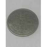 A SILVER VICTORIAN GOTHIC HEAD FLORIN DATE INDISTINCT