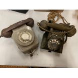 TWO VINTAGE TELEPHONES, ONE BEING A BAKELITE CALL EXCHANGE WITH TRAY, STAMPED TO BASE GPO BATCH