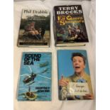 FOUR HARDBACK BOOKS WITH DUST COVERS TO INCLUDE SCEND OF THE SEA FIRST EDITION BY GEOFFREY