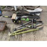 AN ASSORTMENT OF TOOLS TO INCLUDE A PETROL MULTITOOL STRIMMER AND SHEARS ETC