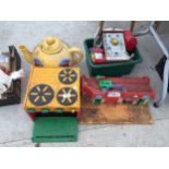 A LARGE ASSORTMENT OF VINTAGE CHILDRENS TOYS TO INCLUDE FISHER PRICE ETC