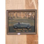A VINTAGE WOODEN PAINTED 'BUGATTI TYPE 35' SIGN